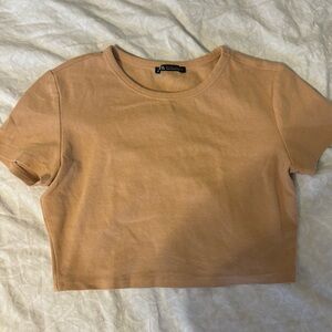 basic zara beige top